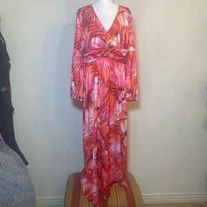 Boston Proper Pink and Orange Patterned Dress